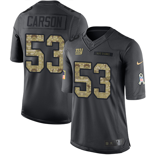 Men's Limited Harry Carson Nike Jersey Black - #53 2016 Salute to Service NFL New York Giants